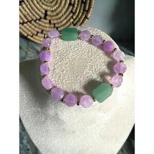 Rose Quartz Aventurine Bracelet Stretch 6.25” Rose Gold Hematite Handmade